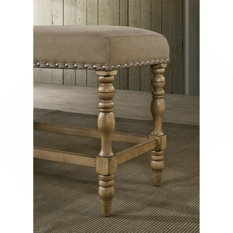 Banc rembourré à hauteur de comptoir en microfibre avec finition cloutée Birmingham