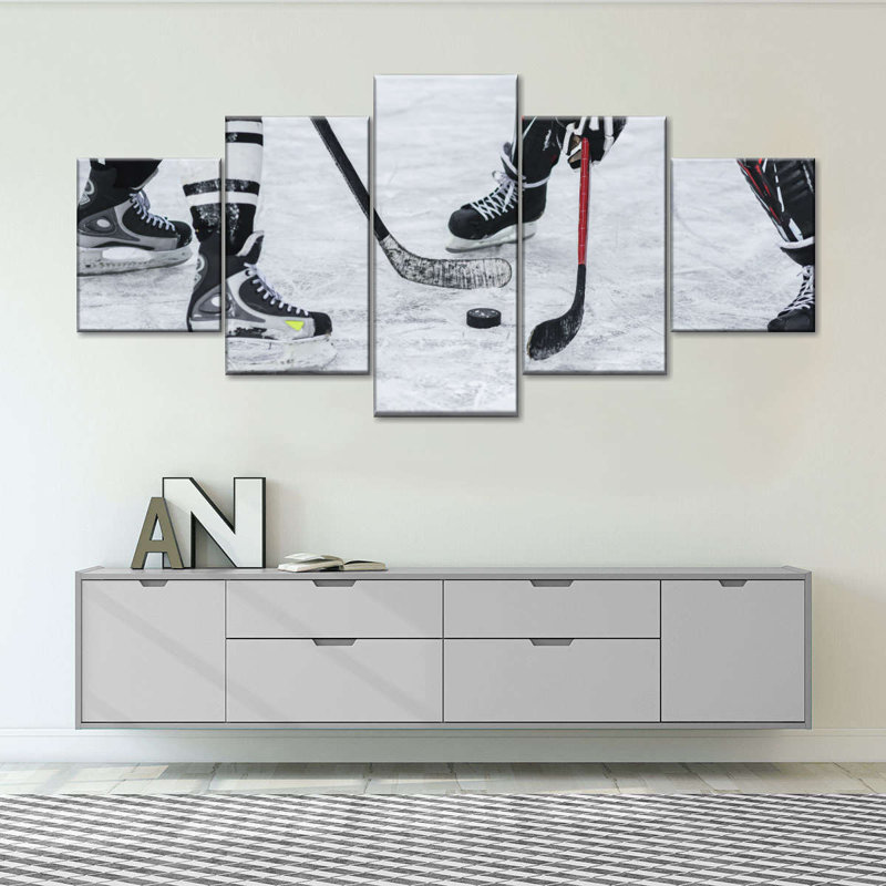 «Ice Hockey», reproduction d'art sur toile, H 24 po x l 55 po x P 1,25 po