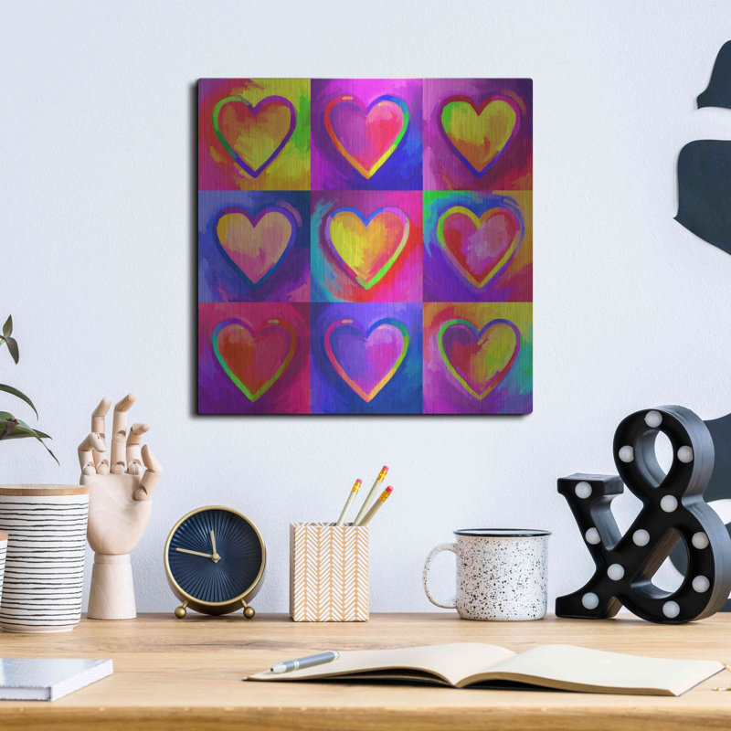 Luxe Pop Art «Pop Art Heart 2» par Howie Green, «Pop Art Heart 2» par Howie Green, H 12 po x l 12 po