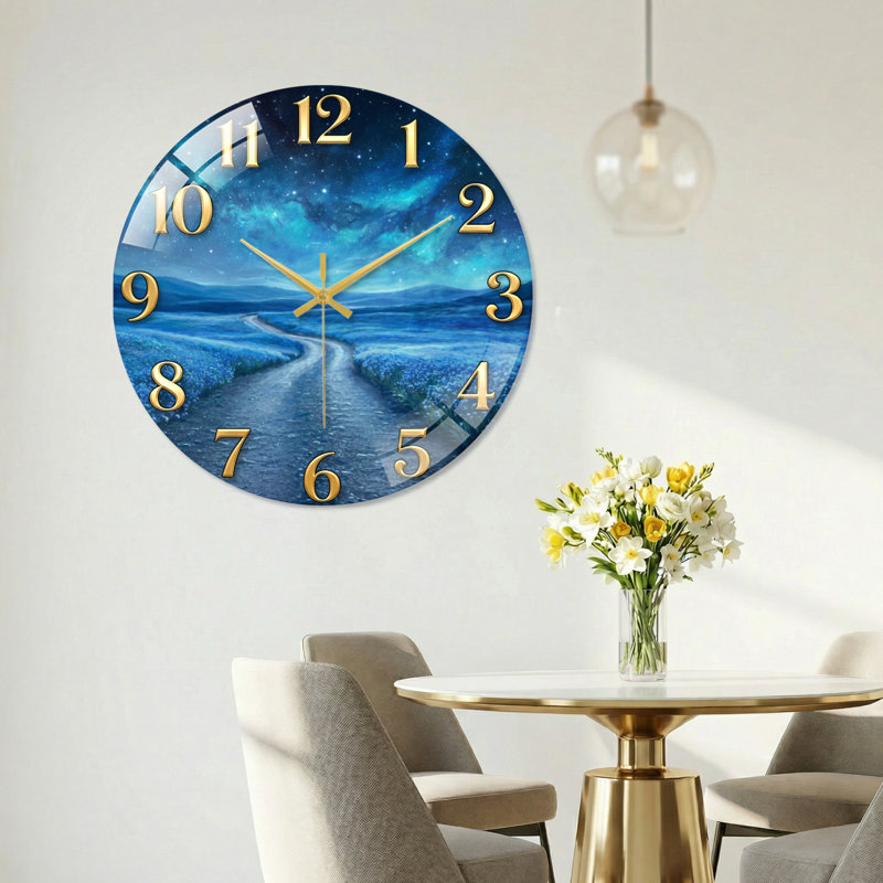 Horloge murale en verre décorative Starry Night, 40 x 40 cm (15,7 x 15,7 pouces)