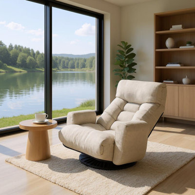 Chaise longue pivotante gris moderne avec structure en métal - Chaise de jeu rotative à 360 degrés avec appui-tête réglable et support à la taille, parfaite pour le salon ou la chambre à coucher