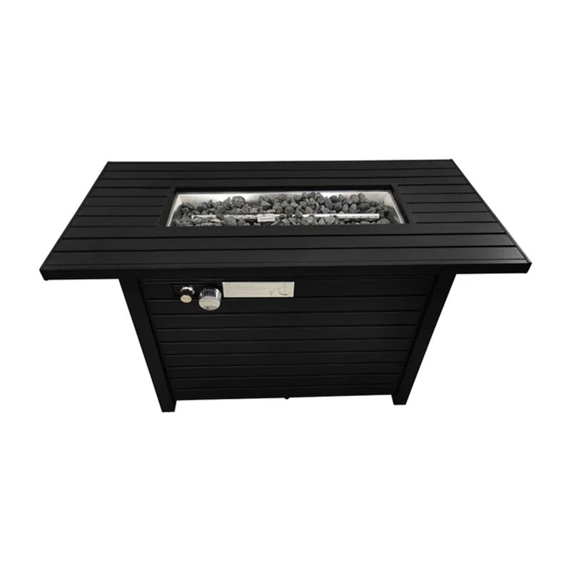 Table de foyer d'extérieur en acier avec couvercle H 25 po x l 42 po
