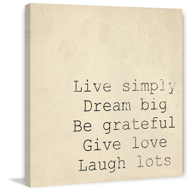 Reproduction d’art sur toile, "Live Simply Dream Big IV", H 12 po x l 12 po x P 1,5 po