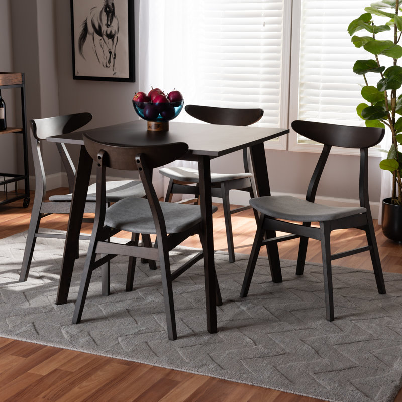 Chikamara 4 - Person Solid Wood Top Four Leg Dining Set, Light Gray