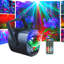Projecteur 3-en-1 avec boule disco, double laser et lumière noire UV activée par le son
