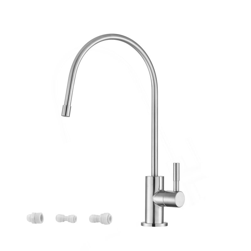 Robinet d'eau potable sans plomb, finition nickel brossé