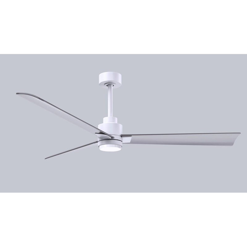 Ventilateur de plafond Alessandra, Nickel brossé, Blanc mat, 56"