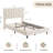 Twin Upholstered Platform Bed Frame with Headboard, Wood Slats, Beige-277431661-277431663