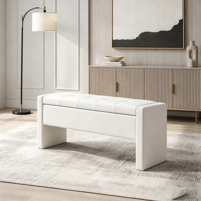 Banc de lit moderne avec rangement, Beige