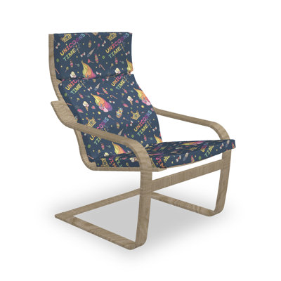 Minimal Items Unicorns Time Wording and Rainbow Maned Horned Horse Indoor/Outdoor Seat/Back Cushion -  East Urban Home, B3666FD4A1094BD3BB968B2922E6CDBA