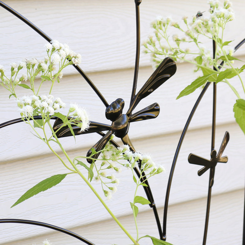 Dragonfly Delight 12,5 "x 55,75" treillis de jardin en acier noir pour plantes grimpantes
