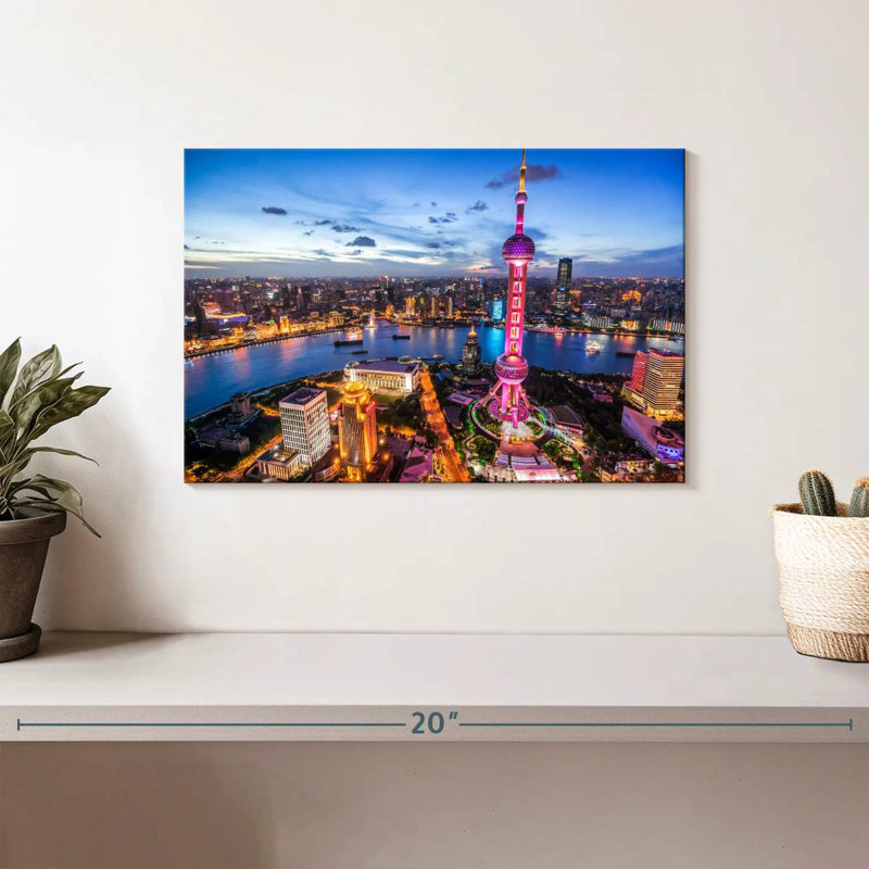 Sireci Glowing Shanghai Skyline, 8" H x 12" W