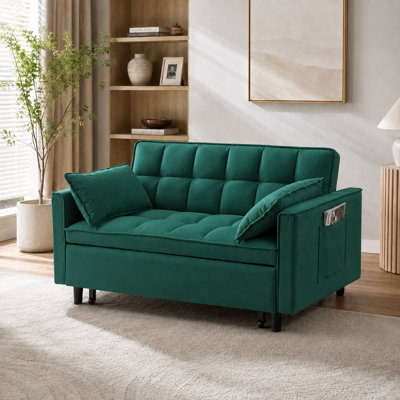 3 In 1 Convertible Sleeper Sofa Bed, 53 Inch Loveseat Sleeper Sofa Pull Out Couch With 2 Pillows