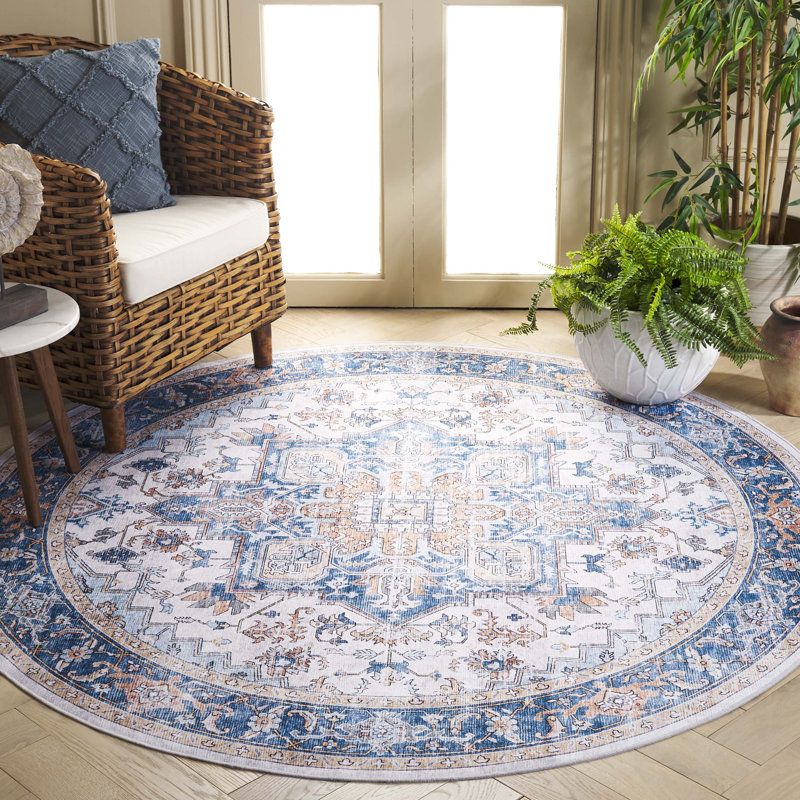 Tapis oriental performance lavable à la machine Maruin, Rond 6 pi