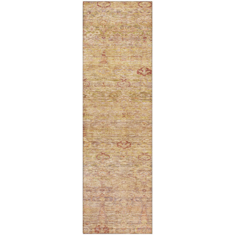 Premium Machine Washable Mayfield AMF2090 Global Rug, 2'3" x 7'6" Runner, Coral
