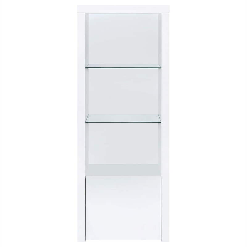 Tour multimédia en bois à 3 tablettes avec armoire inférieure blanche