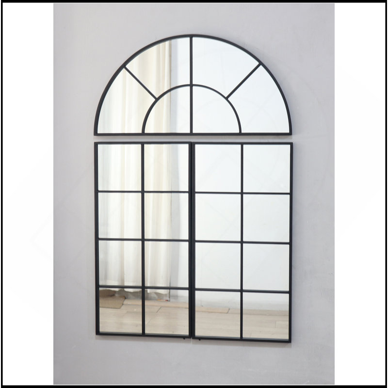 Grand miroir mural arqué 30 "x 45" avec trois sections séparées