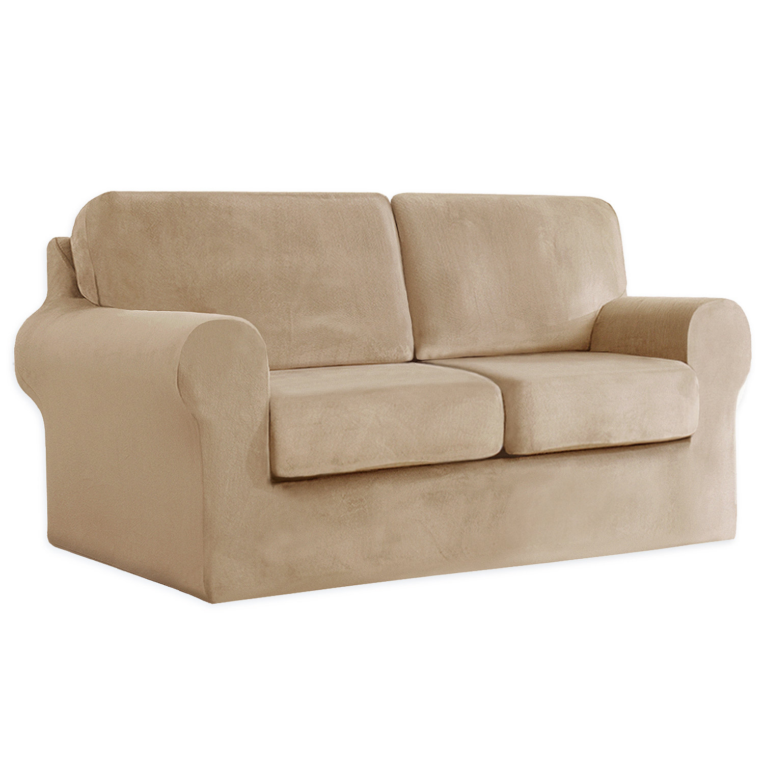 Mercer41 Velvet Sofa Cover Set For 2 Seat Sofas Includes Separate Seat Covers And Cushion