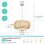 5 - Light Dimmable Drum Bohemian Hemp Rope Burlap Chandelier Hand-woven Natural Rattan Pendant-261952073