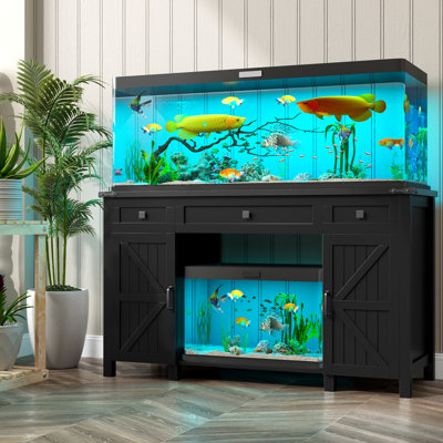 Support d'aquarium de 55 à 75 gallons avec prises de courant, support de réservoir de poissons de ferme avec tiroir et armoire de rangement, robuste et robuste