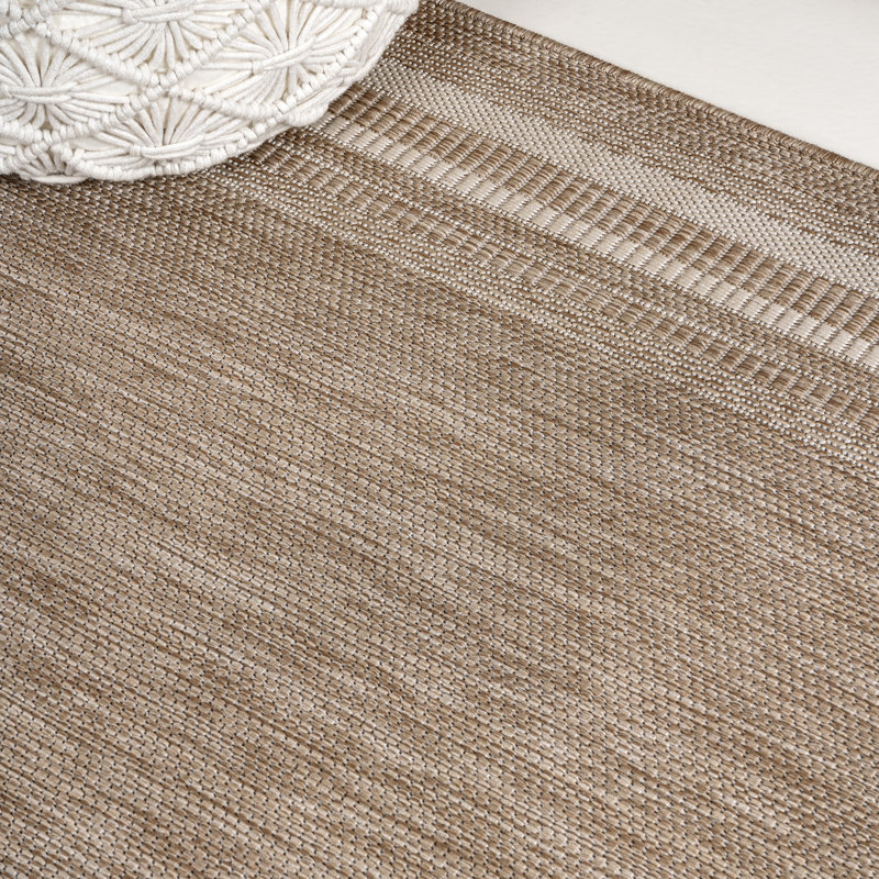 Tapis intérieur / extérieur beige / crème Caherty Lido, Rectangle 7 pi 10 po x 10 pi