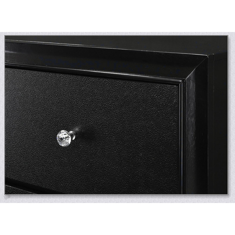 Commode à sept tiroirs de style moderne glam avec motif de crocodile en relief et poignées en faux cristal, parfait pour les solutions de rangement élégantes.