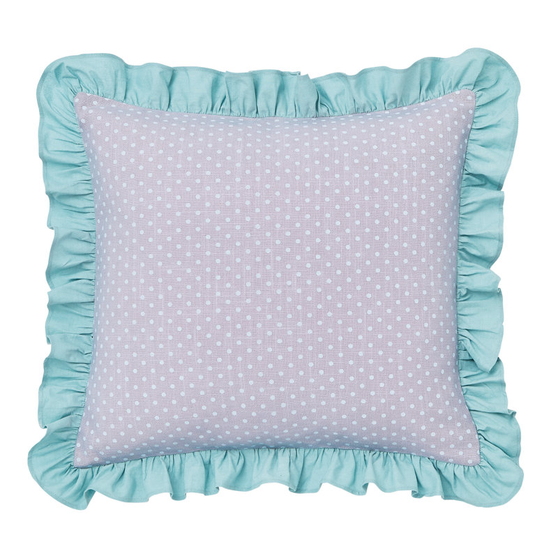 Polka Dots Square Scatter Cushion Cushion With Filling, Duck Egg/Pink