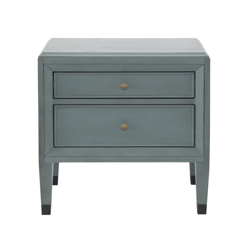 Denbo Modern Classic 2-Drawer Nightstand with Tapered Legs, Sage Green