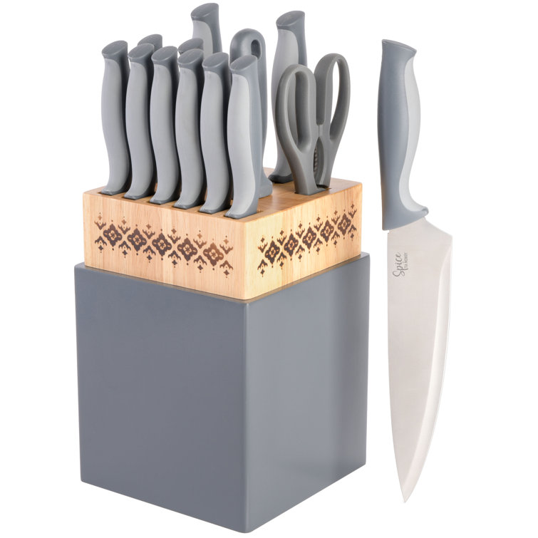 5-Piece Grey Knife Set With Block