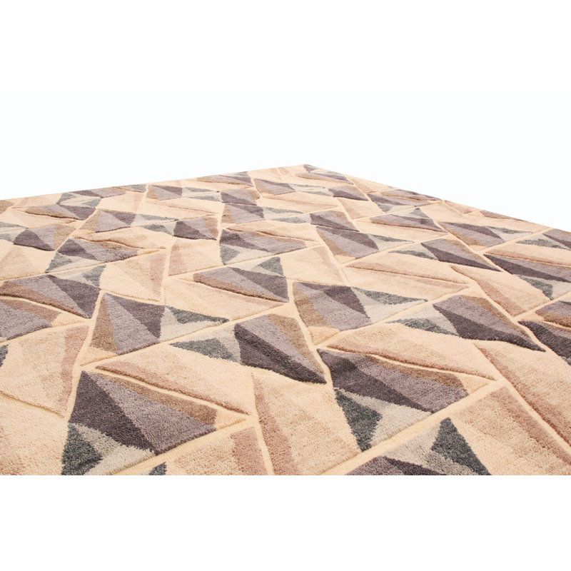 Performance Hand Knotted Wool Washable Geometric Indoor Rug, Rectangle 12' x 15'