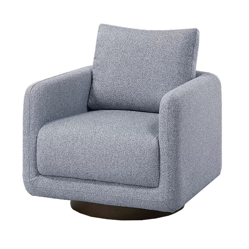Wade Swivel Armchair With 360 Rotation And Square Frame, Gray Boucle, Gray