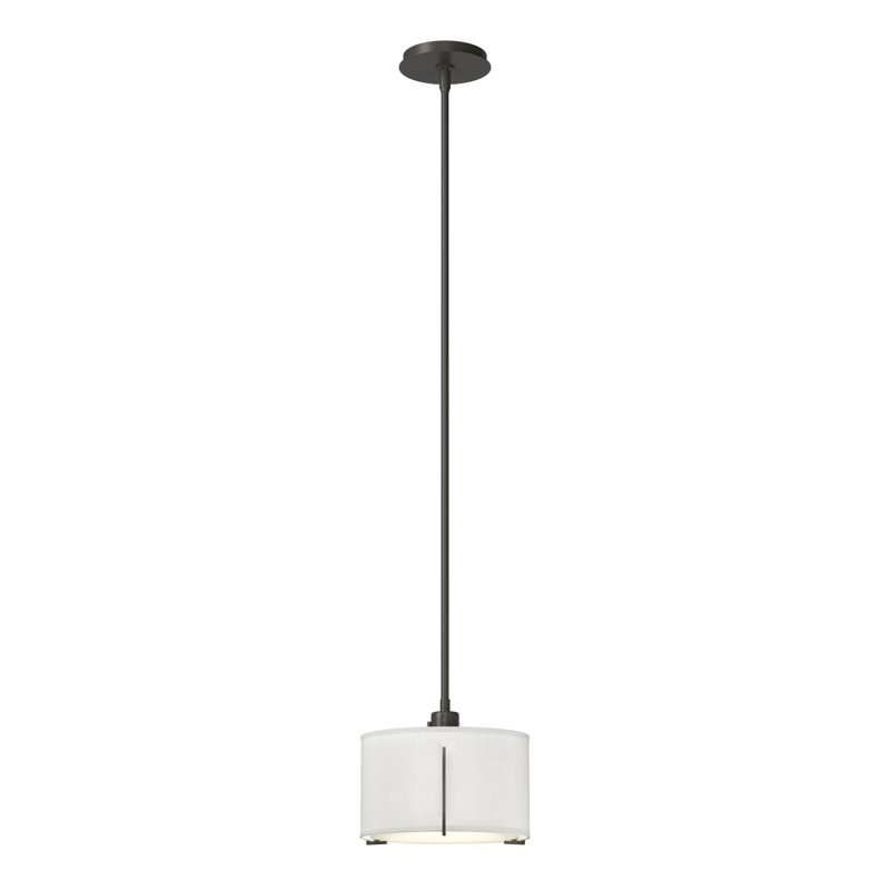 Exos 3 - Light Unique/Statement Drum Pendant, Dark Smoke, Natural Anna Shade, Small
