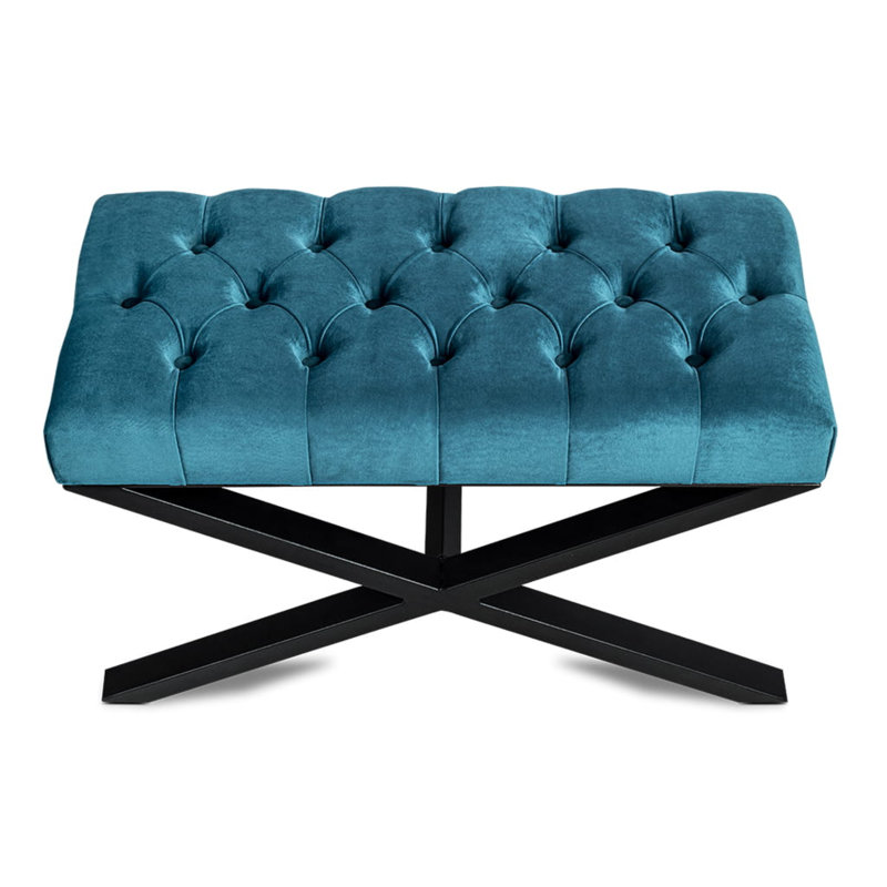 Laffoon Velvet Upholstered Bench, H40 x W60 x D40cm, Sea Green