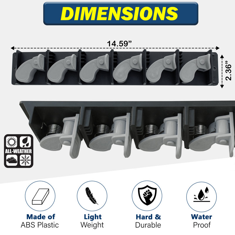6 Fishing Rod Wall Rack W/Textured Rubber Grip One - Piece Design
