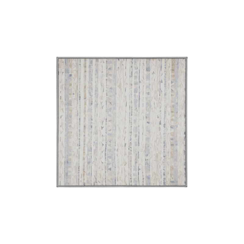 Machine Washable Gray Area Rug, Square 3'