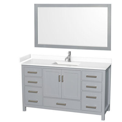 Ensemble de meuble-lavabo simple 60 po avec plateau en marbre de culture Sheffield et miroir 58 po Sheffield