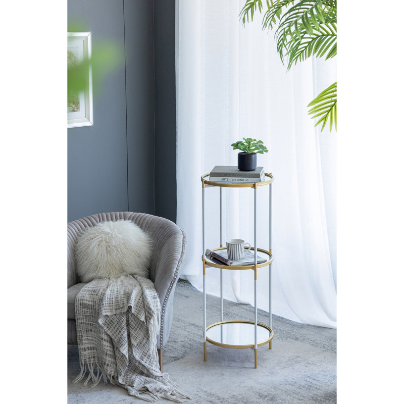 P 3 x D 39 x 39,5 po, luxueux blanc et or
