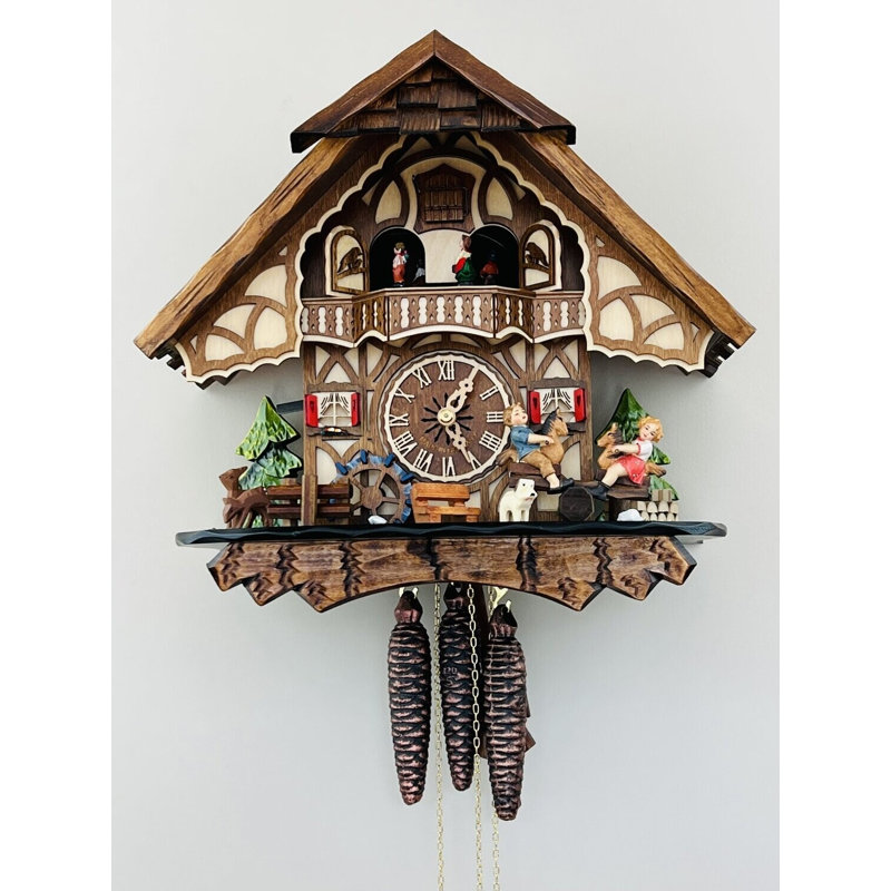  Horloge coucou musicale 13 "avec balançoire pour enfants et roue à aubes