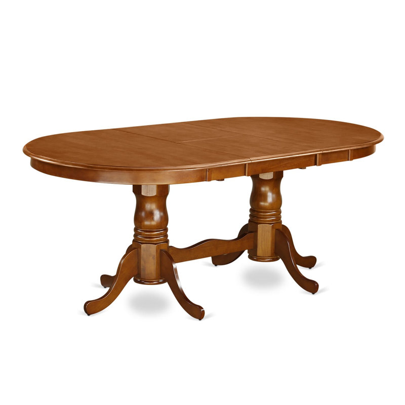 7 Piece Dining Room Furniture Set Consist of an Oval Kitchen Table with Butterfly Leaf and 6 Dining Chairs, Saddle Brown