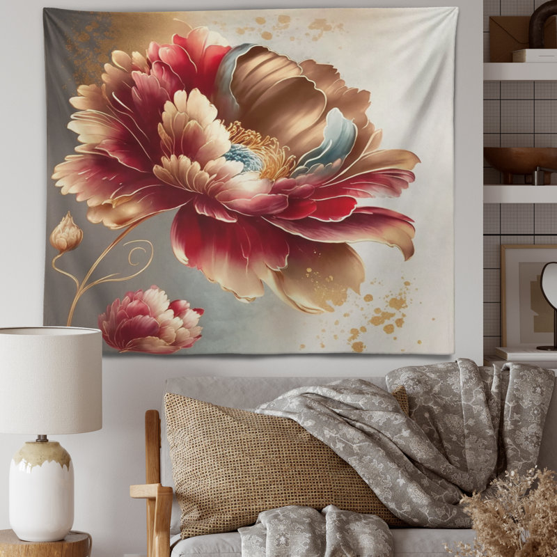 Tapisserie en polyester Annegreet avec punaises, H 50 po x l 60 po