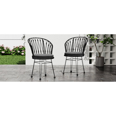 Chaises grises avec 2 coussins, 2 pièces Patio industriel et pieds en épingle à cheveux contemporains, gris 2 pièces. Temps extérieur élégant