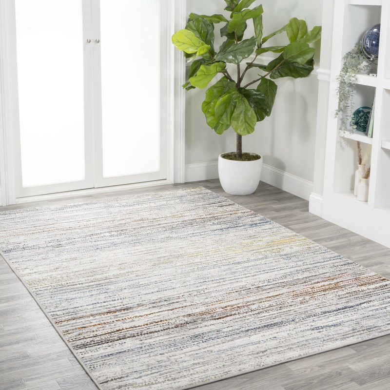 Whitbyston Loom Modern Strie' Gray/Blue/Orange Rug, Rectangle 3' x 5'