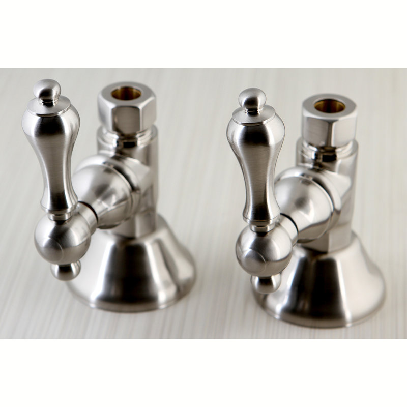 Kingston Brass Trimscape 1/2-Inch FIP x 1/2-Inch OD Comp Quarter-Turn Straight Stop Valve, Brushed Nickel