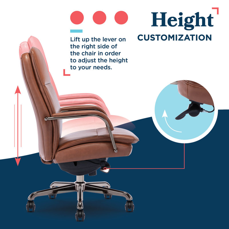 Opus Leather Swivel Executive Office Chair, Cognac, Graphite