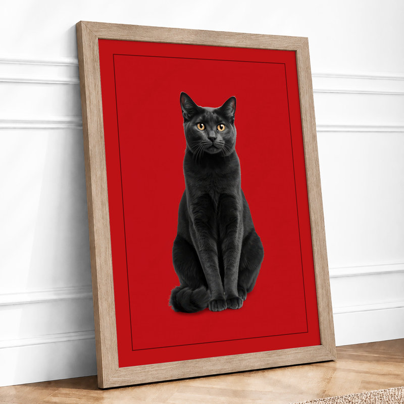 Striking Black Cat Modern - Print, Oak, A3 - 42.0 x 29.7 cm