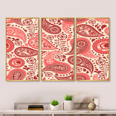 " Pink Retro Paisley " 3 - Pieces