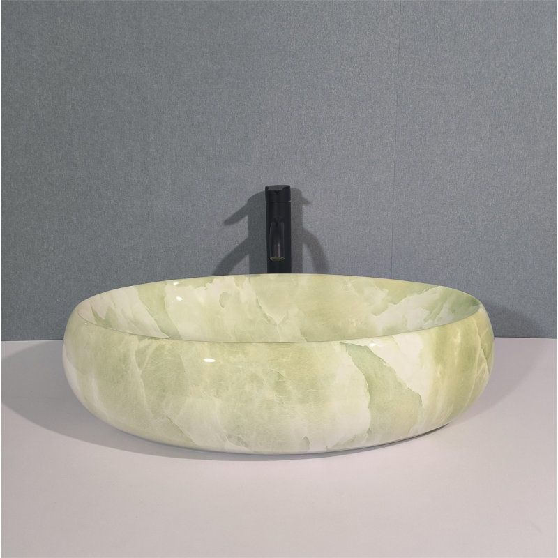 Lavabo de salle de bain vasque ovale en céramique et marbre