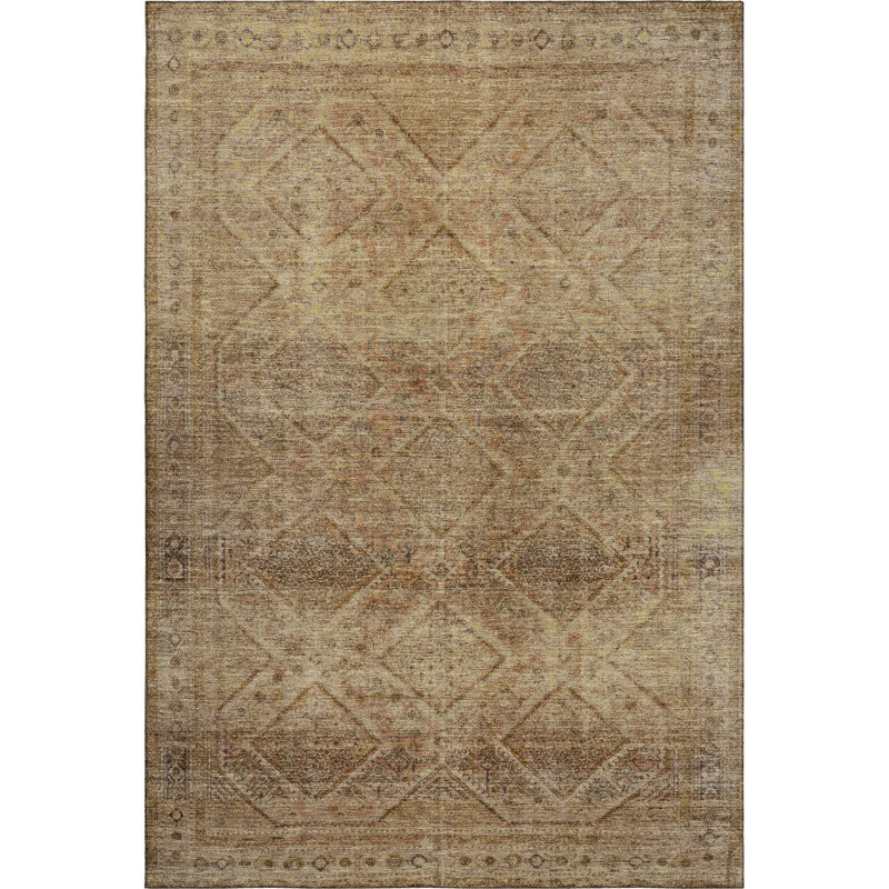 Premium Machine Washable Mayfield AMF2060 Geometric Rug, 9' x 12', Khaki
