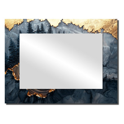 Pine Forest Landscape On Stone Horizon I - Landscapes Wall Mirror Art - Printed On Metal
