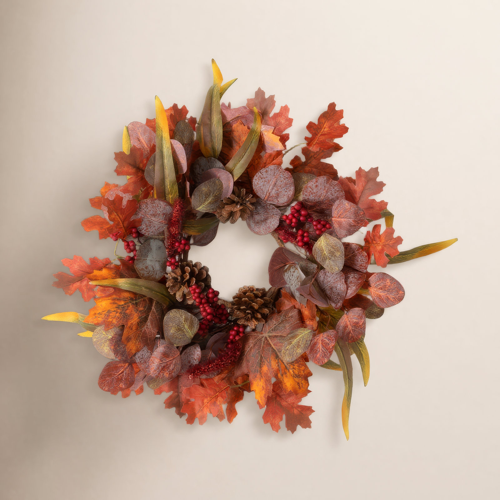 Faux Pinecone Polyester Wreath, 18.25" H x 4.5" W x 18.25" D